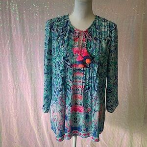 Lilly Pulitzer Vibrant Blue and Pink Blouse